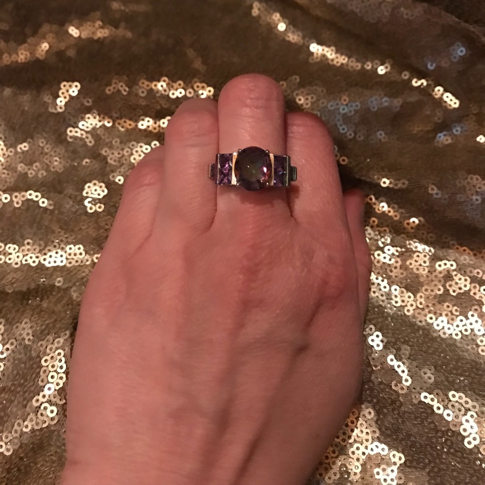 Synthetic Amethyst fire stone ring. Size 8